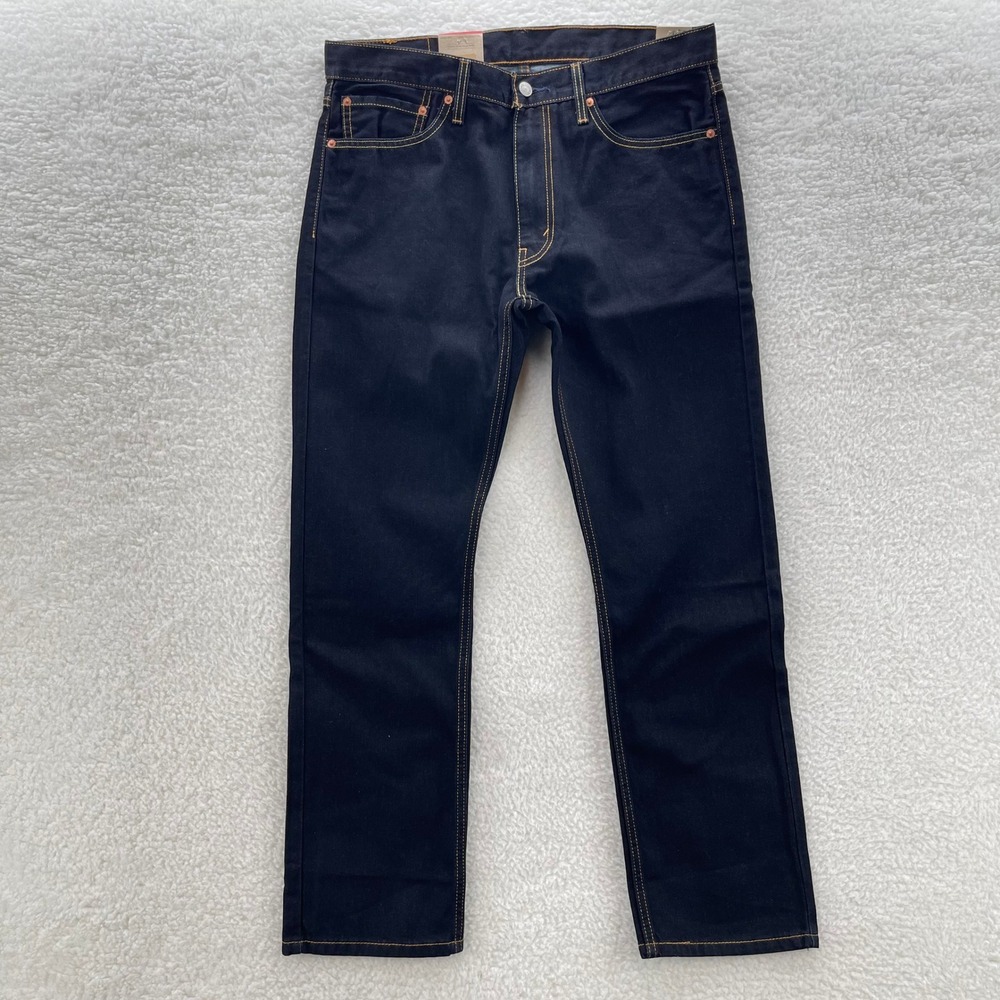 Levis 513 Jeans Mens 34x30 Blue Black Slim Straight Dark Wash Stretch Denim NEW